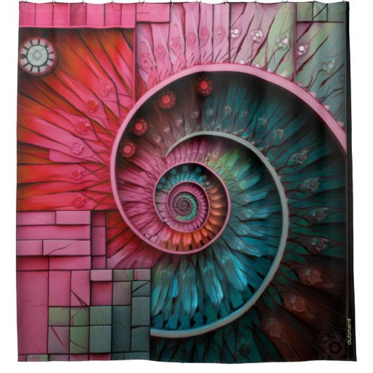 Dubman Designs: Fibonacci-Mosaikspirale Duschvorhang (Vorderseite)