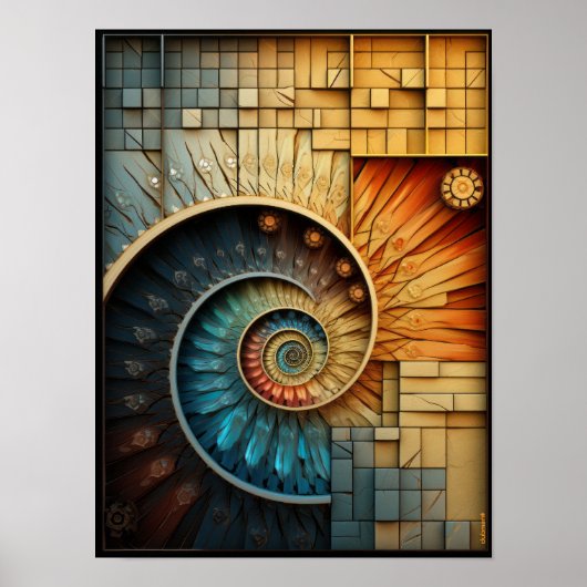 Dubman Designs: Leuchtende Fibonacci-Spiral-Kollag Poster (Vorne)