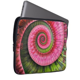 Dubman Designs: Leuchtendes Pink und Grün Fibonacc Laptopschutzhülle