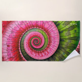 Dubman Designs: Leuchtendes Rosa und Grün Fibonacc Strandtuch