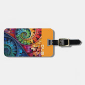 Dubman Does Design:Bright Fibonacci Swirls Gepäckanhänger (Vorderseite horizontal)