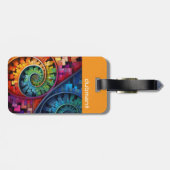 Dubman Does Design:Bright Fibonacci Swirls Gepäckanhänger (Rückseite horizontal)