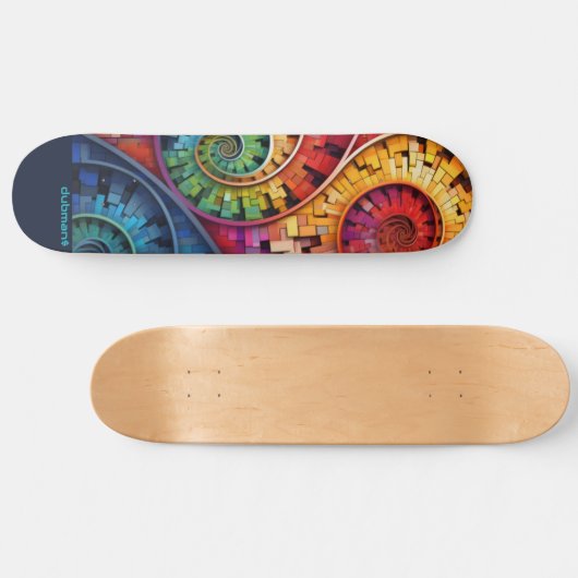 Dubman Does Design:Bright Fibonacci Swirls Skateboard (Horizontal)