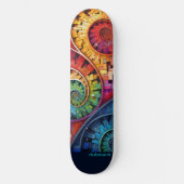 Dubman Does Design:Bright Fibonacci Swirls Skateboard (Vorderseite)