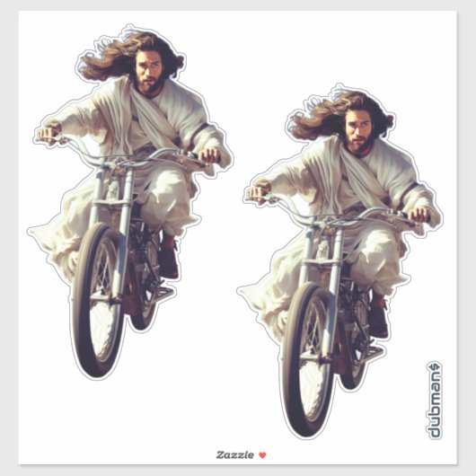 Dubman Does Design: Jesus auf Rädern, Vom Himmel g Aufkleber (Blatt)