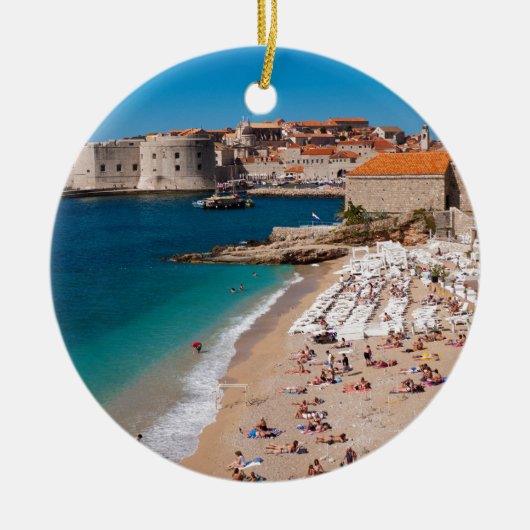 Dubrovnik Altstadt und Banje Beach Keramik Ornament (Vorne)