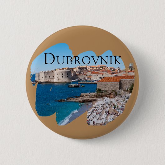 Dubrovnik: Aussicht auf Strand und Altstadt Button (Vorderseite)