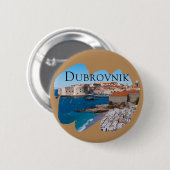 Dubrovnik: Aussicht auf Strand und Altstadt Button (Vorne & Hinten)