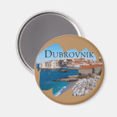 Dubrovnik: Aussicht auf Strand und Altstadt Magnet (Vorderseite/Rückseite)