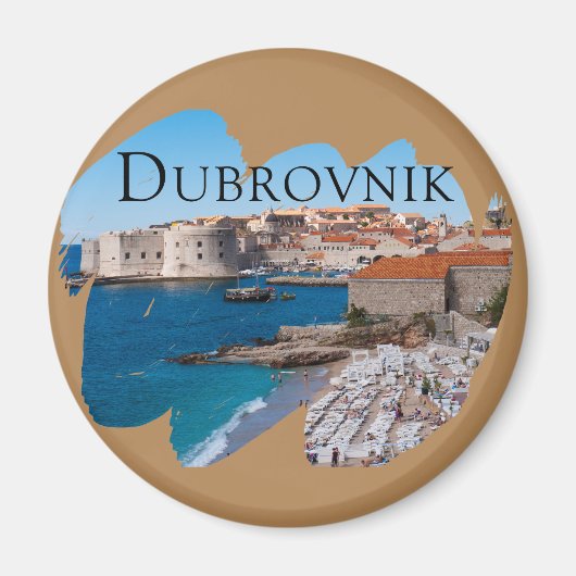 Dubrovnik: Aussicht auf Strand und Altstadt Magnet (Vorne)