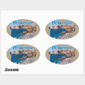 Dubrovnik: Aussicht auf Strand und Altstadt Ovaler Aufkleber (Blatt)