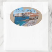 Dubrovnik: Aussicht auf Strand und Altstadt Ovaler Aufkleber (Tasche)