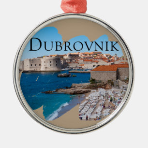 Dubrovnik: Aussicht auf Strand und Altstadt Silbernes Ornament