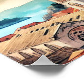 Dubrovnik Croatia Bell Tower Aquarell Poster (Ecke)