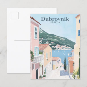 Dubrovnik Croatia Gouache Illustration Travel Postkarte