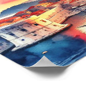 Dubrovnik Croatia Sunrise Water Color Poster (Ecke)