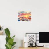 Dubrovnik Croatia Sunrise Water Color Poster (Heimbüro)