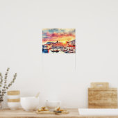 Dubrovnik Croatia Sunrise Water Color Poster (Küche)
