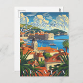 Dubrovnik Croatia Vintage Travel Postkarte (Vorne/Hinten)