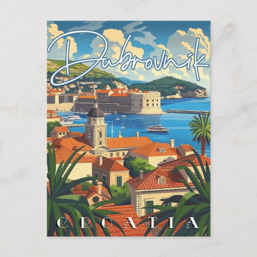 Dubrovnik Croatia Vintage Travel Postkarte (Vorderseite)