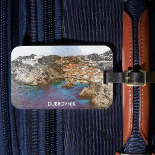 Dubrovnik Croatia Watercolor Coastal View Gepäckanhänger