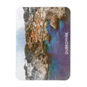 Dubrovnik Croatia Watercolor Coastal View Magnet (Vertikal)
