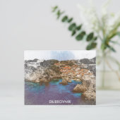 Dubrovnik Croatia Watercolor Coastal View Postkarte (Stehend Vorderseite)