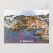 Dubrovnik Croatia Watercolor Coastal View Postkarte (Vorderseite)