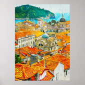Dubrovnik Croatia Watercolor Oil Paint Poster (Vorne)