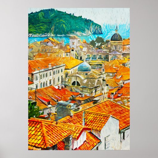 Dubrovnik Croatia Watercolor Oil Paint Poster (Vorne)