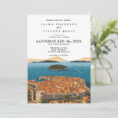 Dubrovnik Croatia Wedding Invitation Retro Einladung (Stehend Vorderseite)