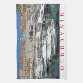 Dubrovnik Hafen mit Blick auf Teetuch Geschirrtuch (Vertikal)
