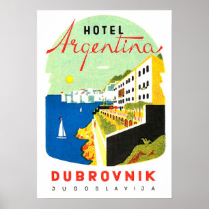 Dubrovnik, Jugoslawien, adriatisches Meer, Vintag Poster
