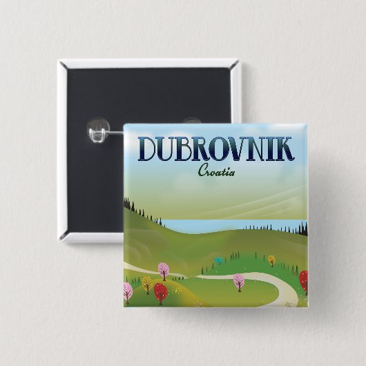 dubrovnik Kroatia Landschaftsposter. Button (Vorne & Hinten)