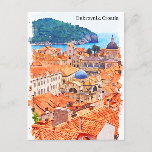 Dubrovnik Kroatien Aquarellmalerei Postkarte (Vorderseite)