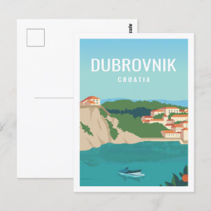 Dubrovnik Kroatien berühmte Reiseort-Illustration Postkarte