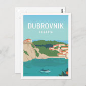 Dubrovnik Kroatien Berühmter Reiseort Illustration Postkarte (Vorne/Hinten)