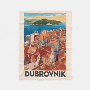 Dubrovnik Kroatien Illustration Reise Kunst Vintag Fleecedecke