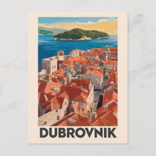 Dubrovnik Kroatien Illustration Reise Kunst Vintag Postkarte