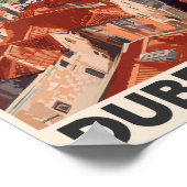 Dubrovnik Kroatien Illustration Reisen Vintag Poster (Ecke)