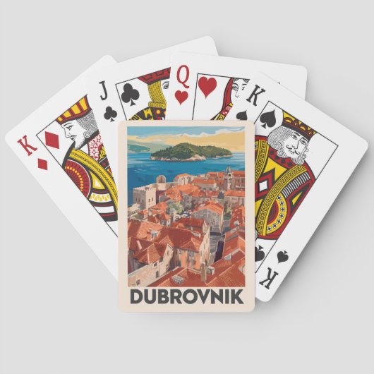 Dubrovnik Kroatien Illustration Reisen Vintag Spielkarten (Rückseite)