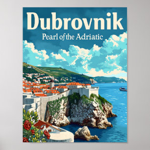 Dubrovnik Kroatien Künstlerische Reiseillustration Poster