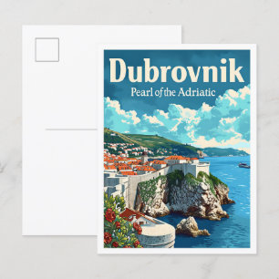 Dubrovnik Kroatien Künstlerische Reiseillustration Postkarte