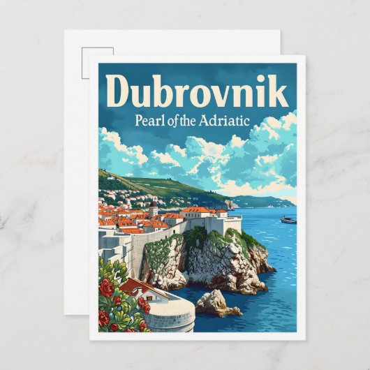 Dubrovnik Kroatien Kunstreisen Illustration Postkarte (Vorne/Hinten)