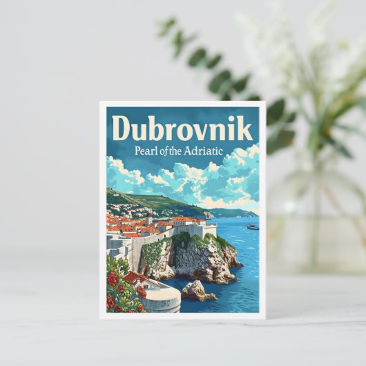 Dubrovnik Kroatien Kunstreisen Illustration Postkarte (Stehend Vorderseite)