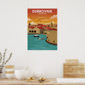 Dubrovnik Kroatien Minimal Reisevorführung Poster (Küche)