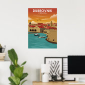 Dubrovnik Kroatien Minimal Reisevorführung Poster (Heimbüro)