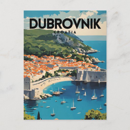 Dubrovnik Kroatien Nostalgic Vintage Reise Postkarte (Vorderseite)