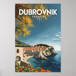 Dubrovnik Kroatien Nostalgische Retro-Reise Poster