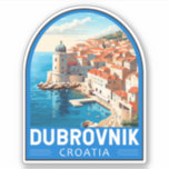 Dubrovnik Kroatien Reisen Kunst, Dichtung und Musi Aufkleber<br><div class="desc">Dubrovnik Kroatien retro Reisedesign. Bekannt ist sie durch ihre charakteristische Altstadt,  umgeben von massiven Steinmauern,  die im 16. Jahrhundert fertig gestellt wurden.</div>